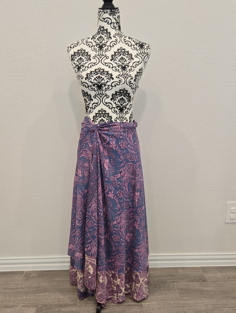 Reversible Versatile Purple Paisley Wrap Maxi Skirt